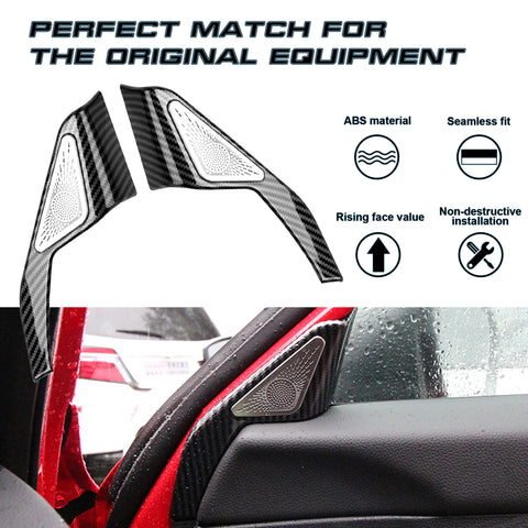 Carbon Fiber Black Pattern Door Stereo Speaker Cover Trim For Honda Civic 11th 2022+