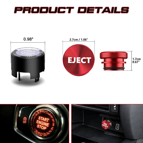 Red Engine Start + Cigarette Lighter Eject Button Trim For BMW 1 2 3 4 5 Series