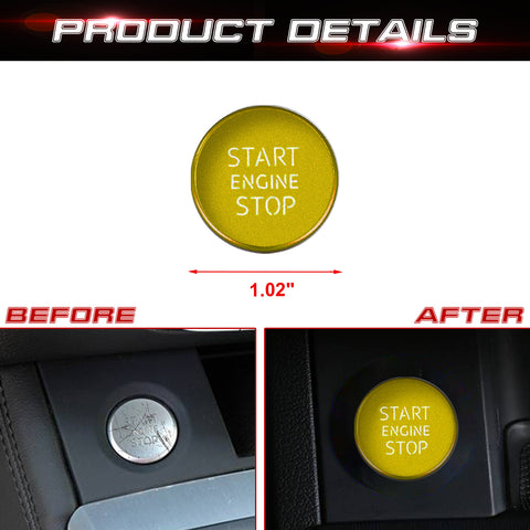 Aluminum RS Style Keyless Start Engine Stop Push Button Stickers Cover Trim Compatible with Audi A4 A5 A6 A7 A8 Q5 S4 S5 S6 S7 S8 RS4 (Gold)