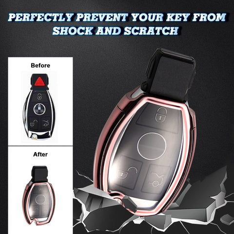 For Mercedes-Benz C E S GLA Full Protect Rose Gold Smart Remote Key Case Cover