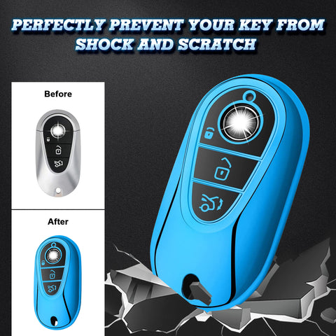 Blue Soft TPU Full Protect Remote Key Fob Cover For Mercedes-Benz S-Class 2020+