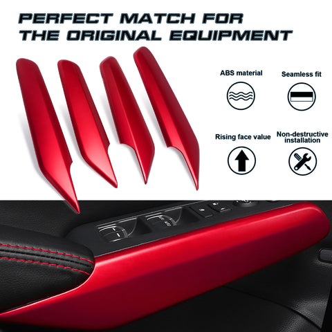 4x Red Inner Window Door Lift Lock Armrest Panel Cover For Honda Civic 11th Gen 2022