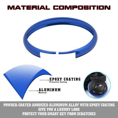 Blue Aluminum Remote Control Key Ring Rim Surrounding For Mini Cooper JCW R55 R56