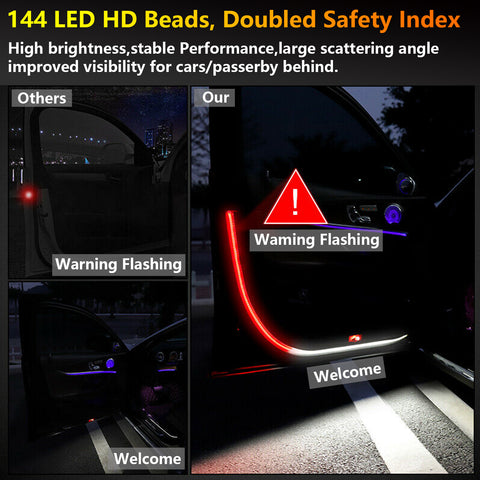 Interior Car Door LED Opening Welcome Strip Lights 2pcs Used for Lighting Decoration Warning Anti Rear-end Collision