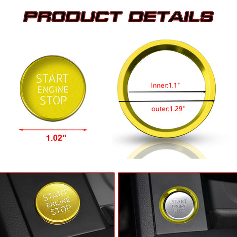 Set of Gold Engine Ignition Switch Button Decor Trim For Audi A4 A5 A6 A7 S4 S5