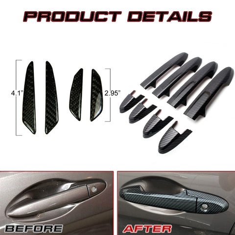 Carbon Fiber Style Door Handle+Door Edge Protect Trim For Honda Fit 2014-2019