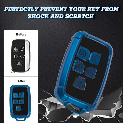 Iron Armor Style Blue Full Cover Remote Key Fob Cover For Range Rover 2013-2017