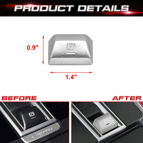 Car Interior Parking Brake P Button Switch Knob,Handbrake Button Frame Decoration Cover Sticker Compatible with Porsche Cayenne Panamera 2018-2021 (Silver)