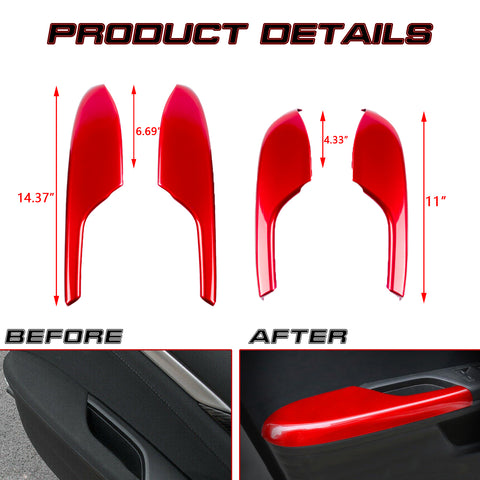 Sporty Red Interior Door Armrest Panel Trim Cover For Honda Civic 2016-2020 21