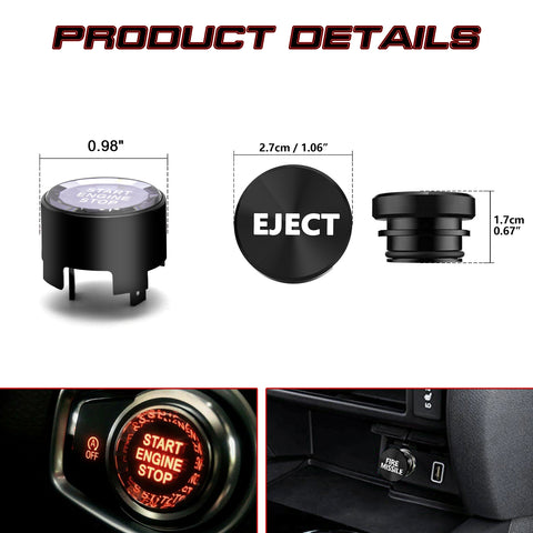 Red Engine Start + Cigarette Lighter Eject Button Trim For BMW 1 2 3 4 5 Series