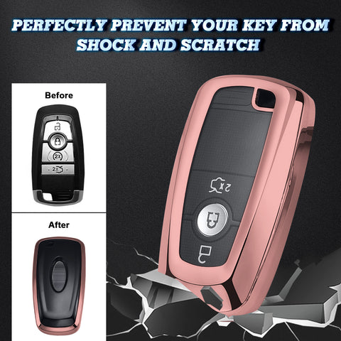 Pink TPU Full Protect Remote Smart Key Fob Cover For Ford Mustang F-150 F-250