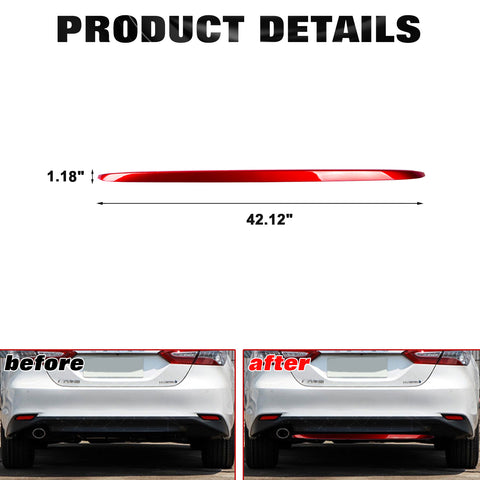 Gloss Red Stainless Rear Bumper Lip Cover Trim For Toyota Camry LE XLE 2018-2024