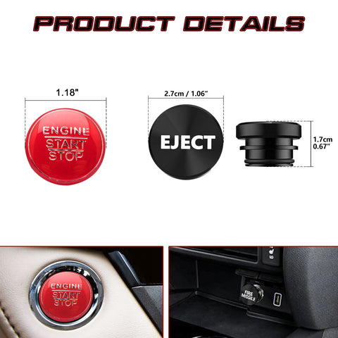 Set Aluminum Engine Start + Cigarette Lighter Eject Button Trim For Lexus IS200t