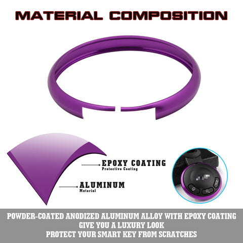 Purple Aluminum Remote Control Key Ring Rim Surrounding For Mini Cooper JCW R55 R56