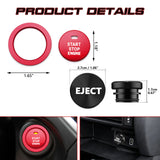 Red Aluminum Engine Start + Black Cigarette Lighter Eject Button Trim For Subaru