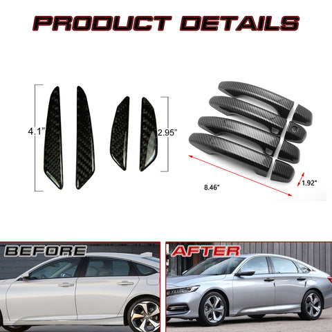 Carbon Fiber Style Smart Door Handle+Door Edge Protect Trim For Honda Accord 18+