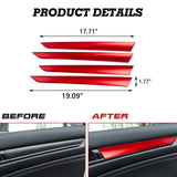 Red Door Panel Armrest Stripes Handle Bowl Cover Trims For Honda Accord 2018-22