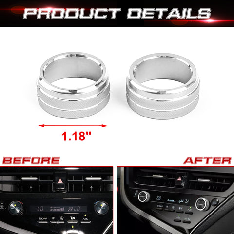 2pcs Silver Air Condition Switch Ring Decor Overlay Trim For Toyota Camry 2021+