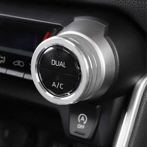 Silver Aluminum Alloy AC Climate Knob Ring Decor Cover For Toyota RAV4 2019-2023