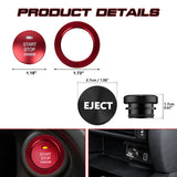 Red Aluminum Ignition + Black Cigarette Lighter Eject Button Trim For Subaru BRZ