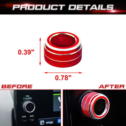 For Honda Civic 11th Gen 2022+ Sporty Red Navigation Switch Knob Ring Cover Trim