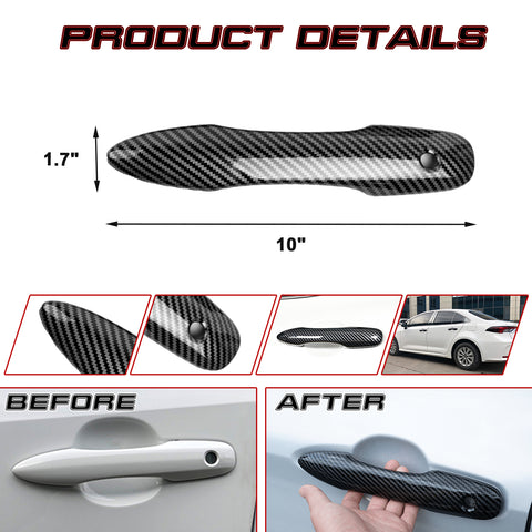 4x Carbon Fiber Pattern Side Door Handle Protector Trim For Toyota Camry 2017-up