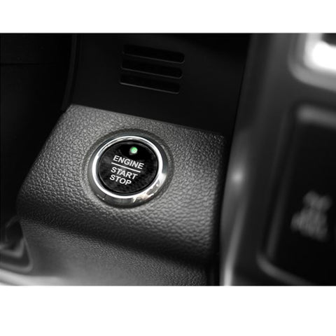 Black Carbon Fiber Engine Push Start Button Decor Cover For Ford F-150 Raptor