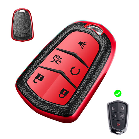 Red Soft Anti-dust Remote Smart Key Fob Shell Case For Cadillac CT6 2016-2019