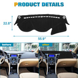 Center Console Dashboard Mat Pre-Cut Non-Slip Sunshield Sun Glare Protector Dash Carpet Pad Black Cover Compatible with Hyundai Sonata 2011-2014