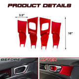 4Pcs Sport Racing Style Red Door Handle Bowl Cover Trim For Honda Civic 11th Gen