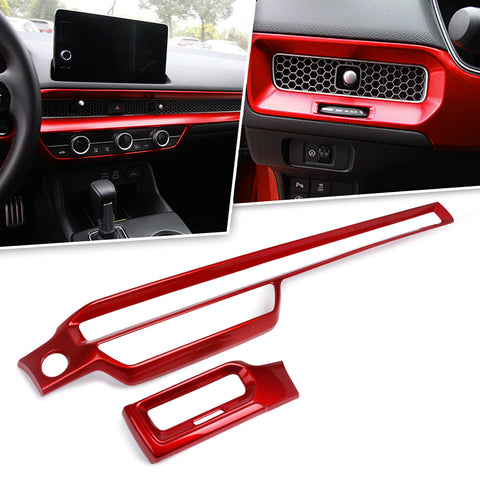 Red Sporty Race Style Center Air Vent Outlet Frame Trim For Civic 11th Gen 2022