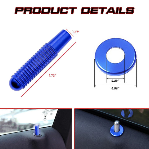 Set of Sporty Blue Alloy Bolt-On Door Lock Knob Pin For Mercedes C E GLC Class