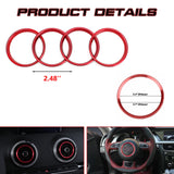 Red Alloy Air Vent Outlet Steering Wheel Logo Ring Cover Trims For Audi A3 S3