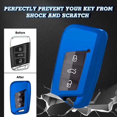 Blue Soft TPU Full Protect Remote Key Fob Cover For VW Passat Jetta 3/4 Button