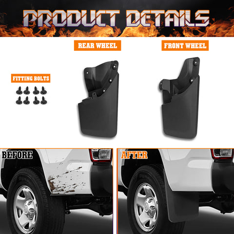 4PCS/SET Mud Flaps Splash Guards OE Replacement Kit For Toyota Tacoma 2016-2023