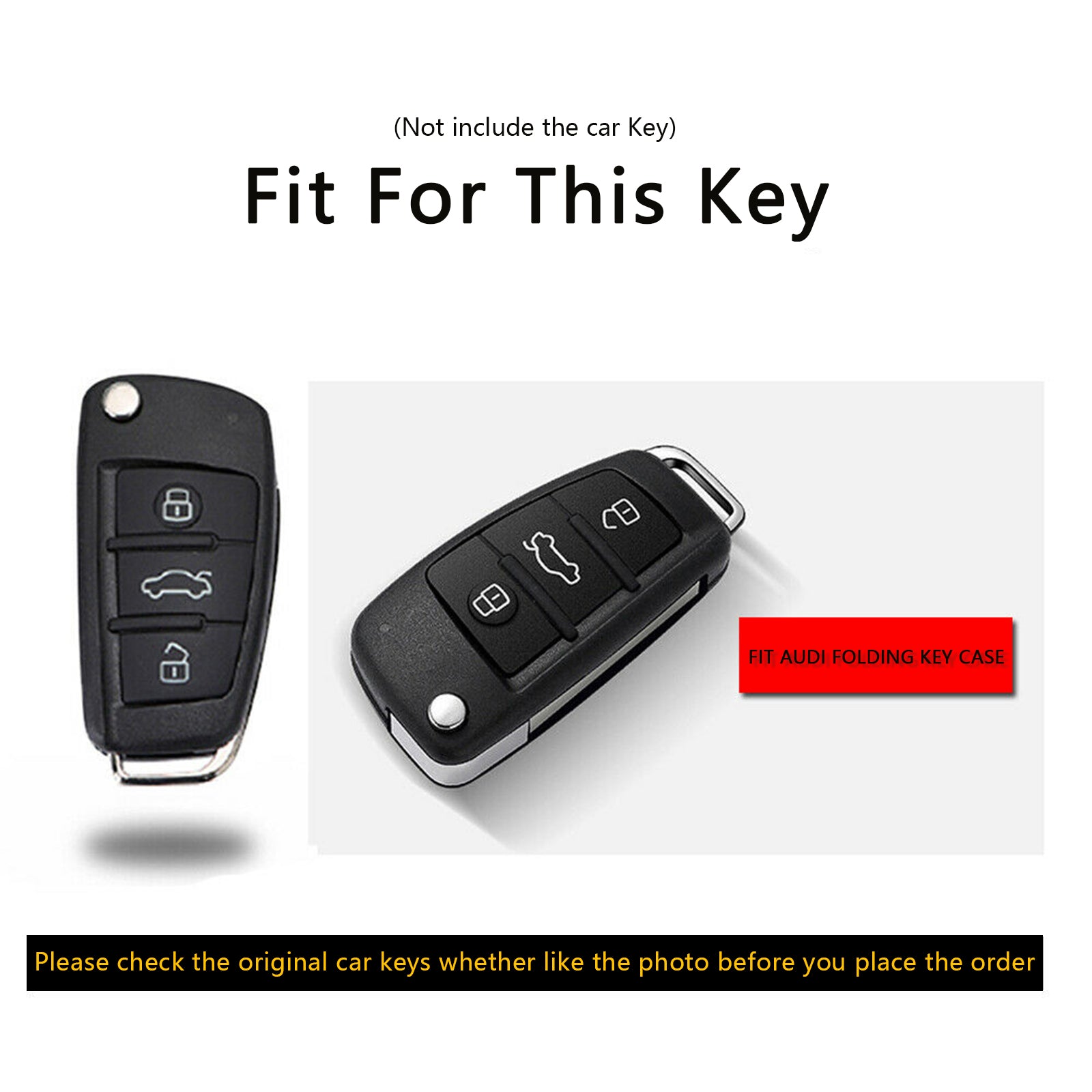 Replacement Flip Key Shell Case (3-Button) For AUDI A4 B6, A3 8L, A6 C5 - Includes 2x CR1620 Batteries