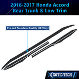 Chrome Delete Blackout Overlay Pre-cut Vinyl KK Kit For Honda Accord sedan 2016 2017 Trunk and Lower Rear Chrome Trim - Carbon Fiber