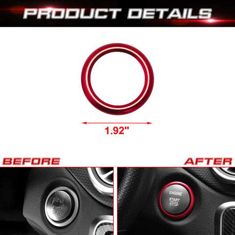 Aluminum Keyless Start Engine Stop Push Button Surrounding Ring Decoration Cover Trim Compatible with Mercedes Benz B C E S G CL SL ML GL CLA GLA GLC GLK GLS Class (Red)