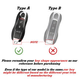 Gloss Black ABS Smart Key Fob Cover Holder w/Keychain For Porsche Macan Carrera 911 Cayenne