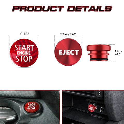 Carbon Engine Start + Cigarette Lighter Eject Button Trim For MINI R55 R56