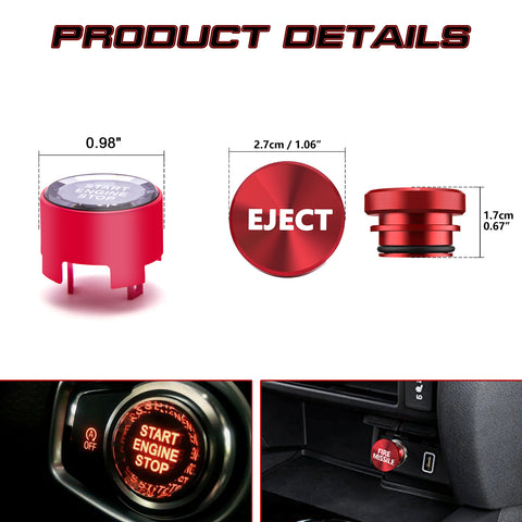 Red Engine Start + Cigarette Lighter Eject Button Trim For BMW 1 2 3 4 5 Series