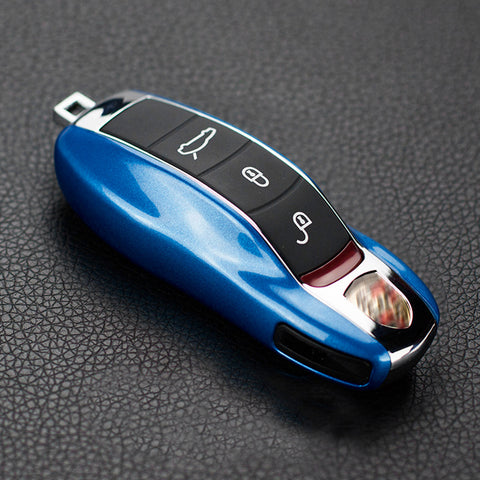 Blue Smart Key Cover Shell Holder Case for Porsche Cayenne Panamera Macan 911