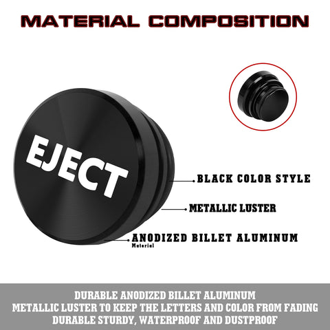 Eject Cigarette Lighter Push Button Plug Replacement Cover, Aluminum Black, Fit Cars Trucks SUVs with 12V Power Source