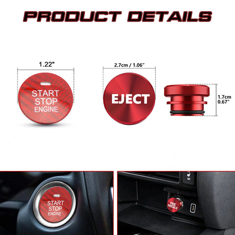 Carbon Engine Start + Cigarette Lighter Eject Button Cover For Mazda 3 6 CX-3