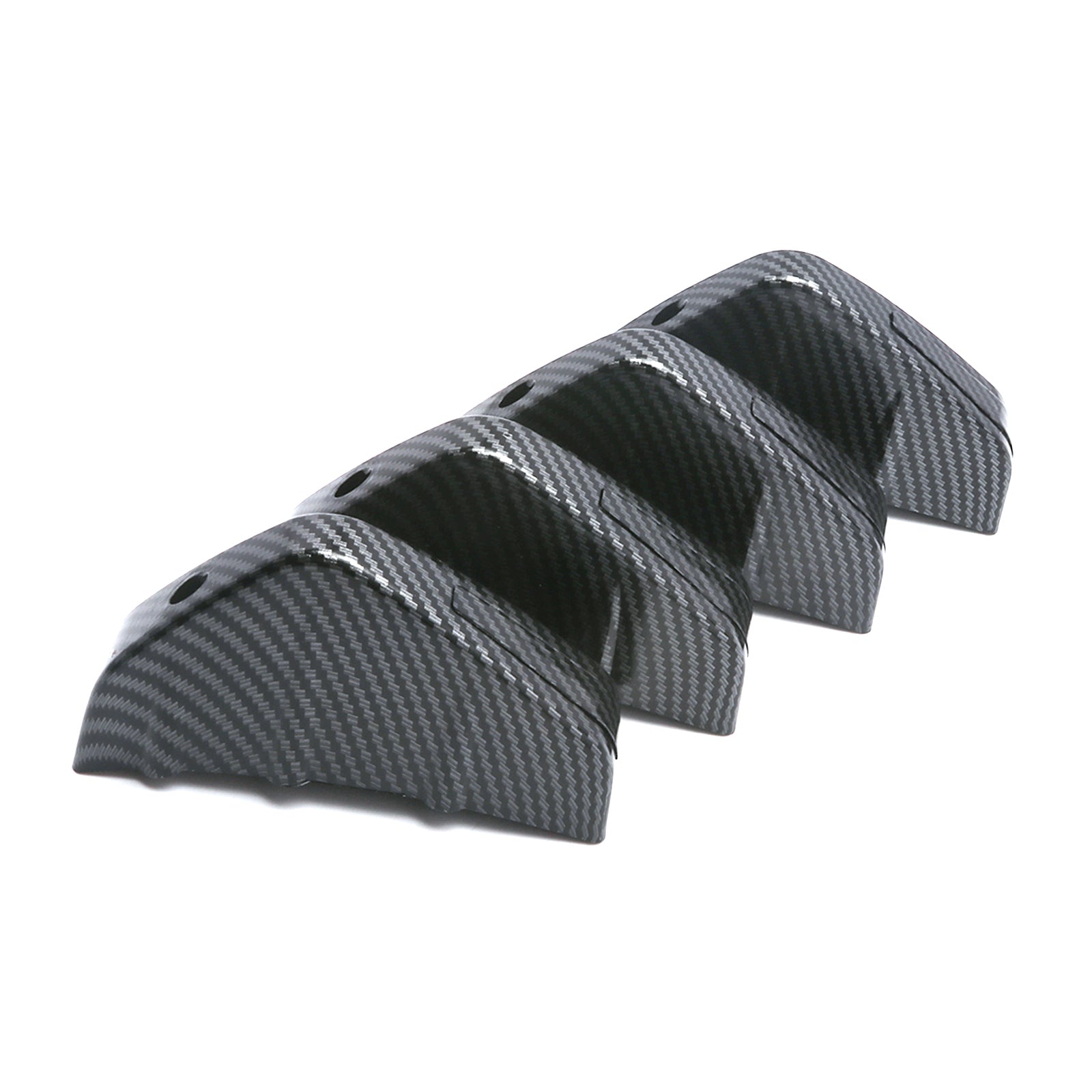 Shark Fin 4-Wing Rear Bumper Lip Diffuser – Glossy Black Carbon Fiber Look (Universal)