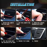 10pcs Car Accessories Interior Soft PVC AC Air Conditioner Outlet Overlay Strip Decoration Cover Trim Kit Universal Fit, Silver