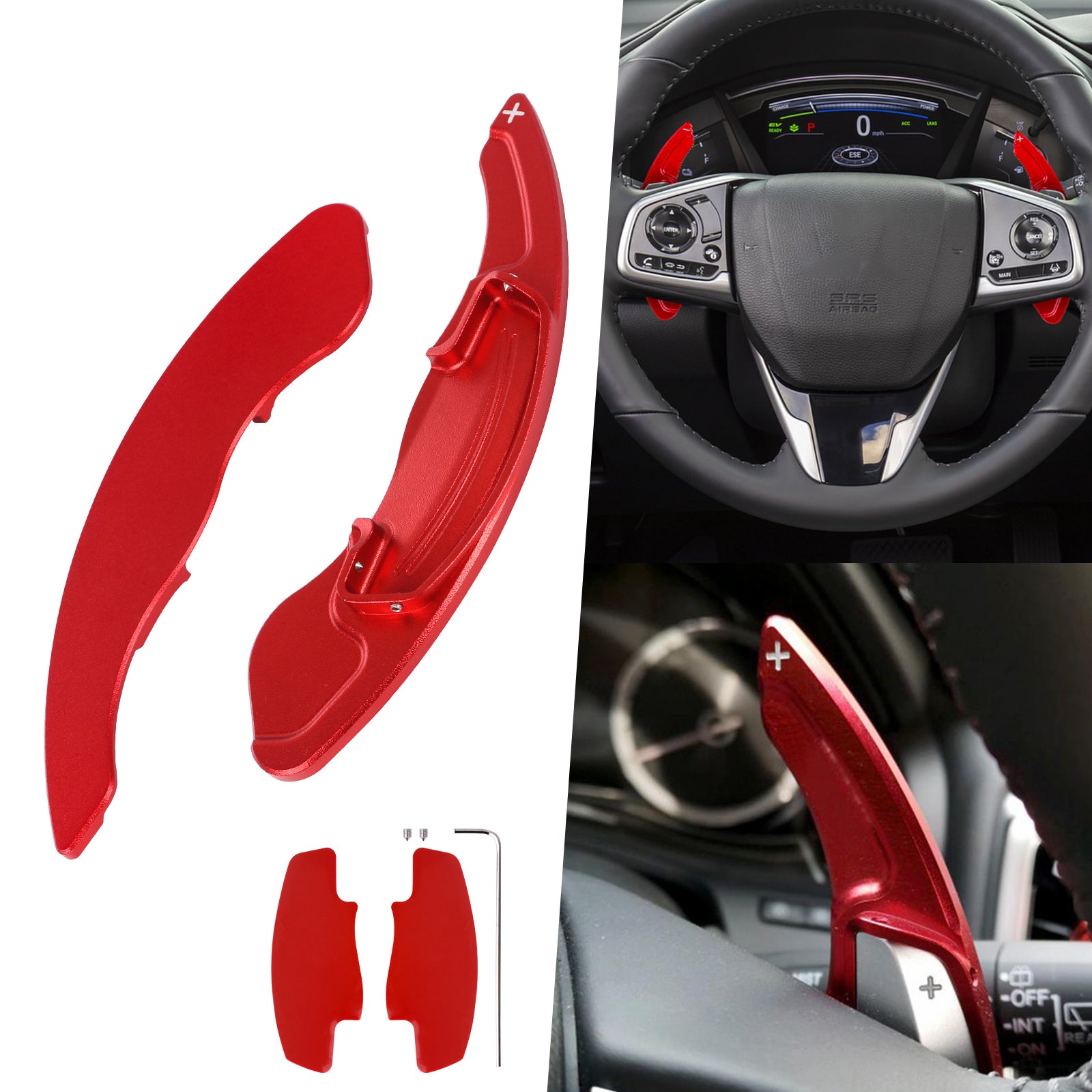 Grey Aluminum Steering Wheel Paddle Shifter Extensions For Honda Accord & Civic