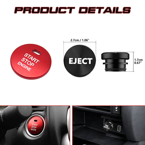 Alloy Engine Start + Black Cigarette Lighter Eject Button Trim For Mazda 3 CX-3