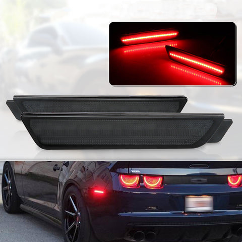 For Chevy Camaro 2010-15 LED Rear Bumper Side Marker Light Lamp Smoked Lens Red