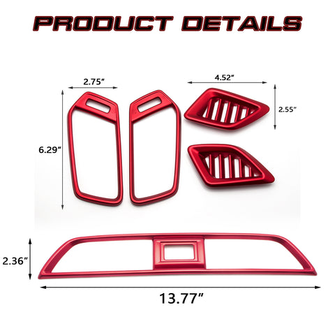 Set of Center Console Middle & Dashboard Side Air Vent AC Outlet Cover Trim, Sporty Red, Compatible with Honda Accord 10th Gen 2018-2022